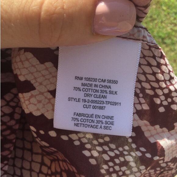 CURRENT/ELLIOTT Womens Short Sleeve Shirt 1 / S Pink Snake Reptile Bermuda Silk - Picture 14 of 14